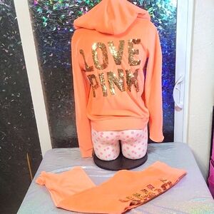 Y2K Vintage RARE Peachy Orange Velour Tracksuit Gold Mega Bling SZ:S/M
